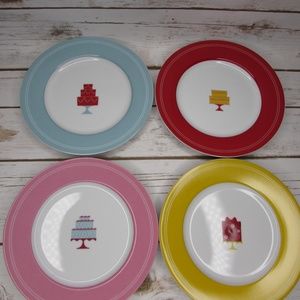 Cake Boss 8" Dessert Plates Mini Cakes 4 Design Set Porcelain